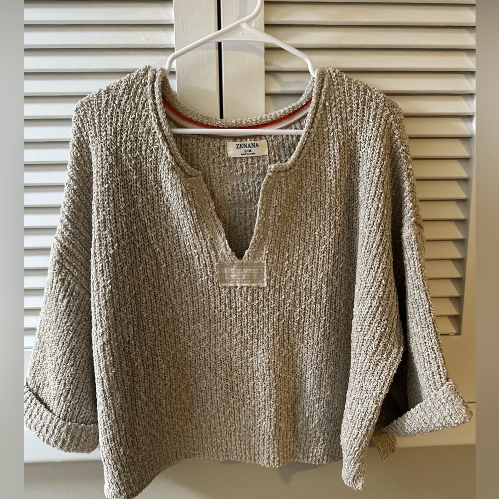 ZENANA NEVER TOO OLD SLIT NECK TOP - S/M